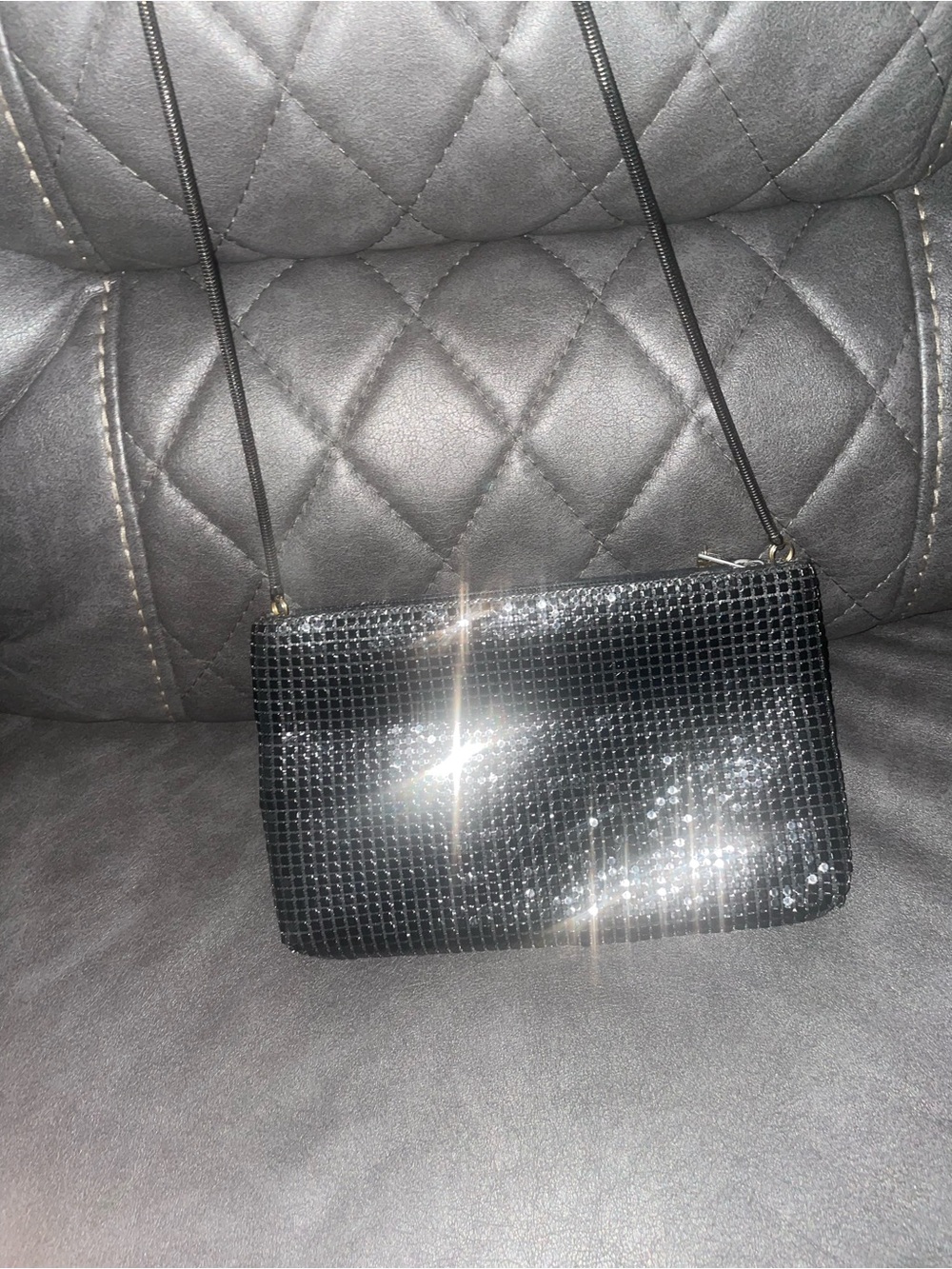 Black Sequin Evening Crossbody Bag - Unbranded